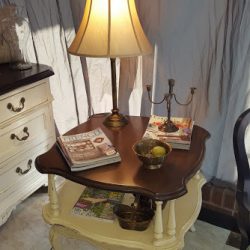 Make this unique piece of french furniture yours. Great style that will work in many decor settings. Finished in my "Champagne Bronze Cream" finish. Measurements are 28" x 28" x 26"tall Priced at $215 It is in the Vintage Chic studio store