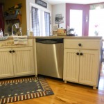 Antique white cabinets with brown glaze after photos.