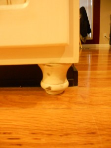 Antique white cabinets with brown glaze after photos.
